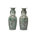 A PAIR OF LARGE CHINESE FAMILLE VERTE VASES.