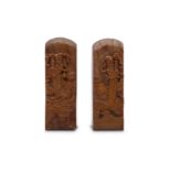 A PAIR OF CHINESE UNCUT SOAPSTONE SEALS.