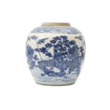 A CHINESE BLUE AND WHITE 'GARDEN' JAR.