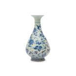 A CHINESE BLUE AND WHITE BOTTLE VASE, YUHUCHUNPING.