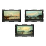 A SET OF THREE CHINESE EXPORT OIL PAINTINGS.