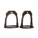 A PAIR OF CHINESE BRONZE STIRRUPS.