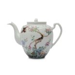 A CHINESE FAMILLE ROSE 'PARADISE FLYCATCHERS' TEAPOT AND COVER.