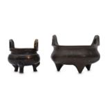 TWO CHINESE BRONZE INCENSE BURNERS.