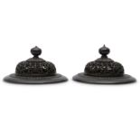 A PAIR OF CHINESE WOOD COVERS.