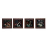 FOUR CHINESE REVERSE GLASS PAINTINGS.