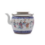 A CHINESE FAMILLE ROSE TEAPOT AND COVER.