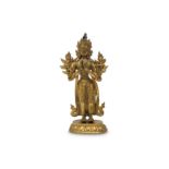 A SINO-TIBETAN GILT-BRONZE FIGURE OF BUDDHA MAITREIA.