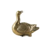 A CHINESE SILVER AND GOLD INLAID BRONZE 'GOOSE' WATER DROPPER.