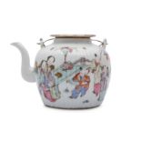 A CHINESE FAMILLE ROSE TEAPOT AND COVER.
