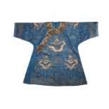 A CHINESE BLUE-GROUND 'DRAGON' SUMMER ROBE.