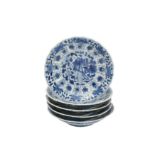 FIVE CHINESE BLUE AND WHITE DISHES.