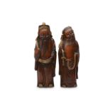 A PAIR OF CHINESE BAMBOO CARVINGS OF IMMORTALS.