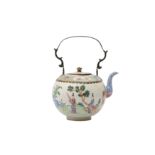 A CHINESE FAMILLE ROSE CANTON ENAMEL TEAPOT AND COVER.