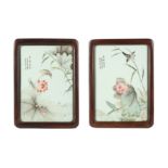 A PAIR OF CHINESE PORCELAIN ‘LOTUS POND’ PLAQUES.