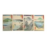 FOUR WOODBLOK PRINTS BY HIROSHIGE.