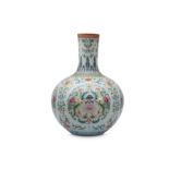 A LARGE CHINESE FAMILLE ROSE VASE, TIANQIUPING. - NO ONLINE BIDDING