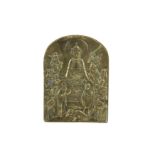 A CHINESE BRONZE BUDDHIST PLAQUE.