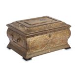 λ A CHINESE GILT-LACQUER TEA CADDY.