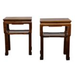 A PAIR OF CHINESE WOOD STOOLS.