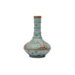 A CHINESE FAMILLE ROSE TURQUOISE-GROUND VASE.