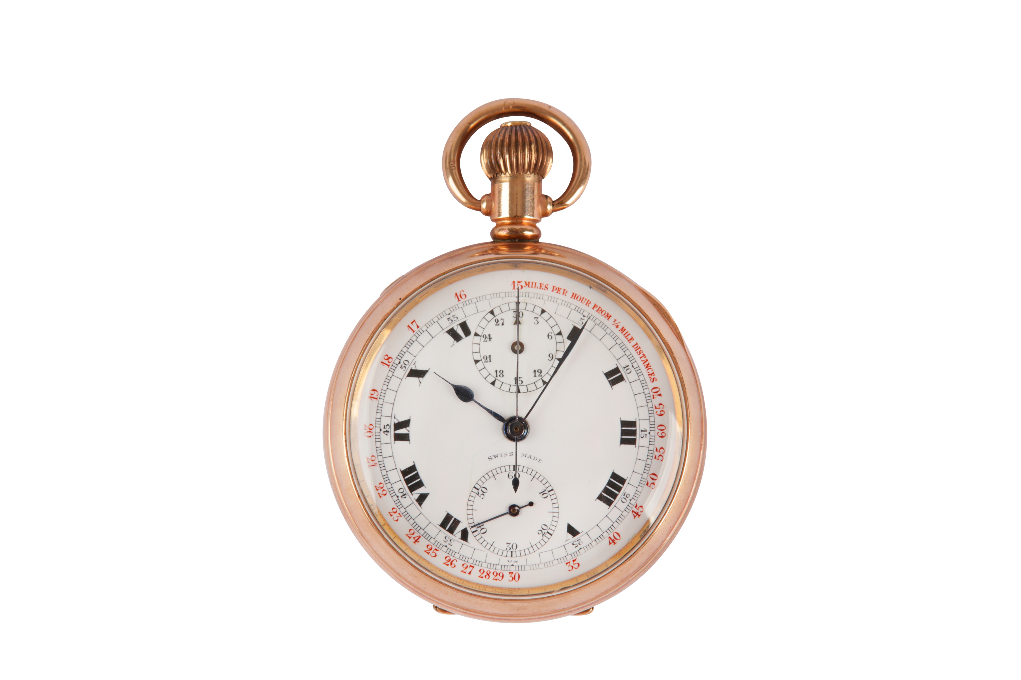 OPEN FACE CHRONOGRAPH POCKET WATCH.