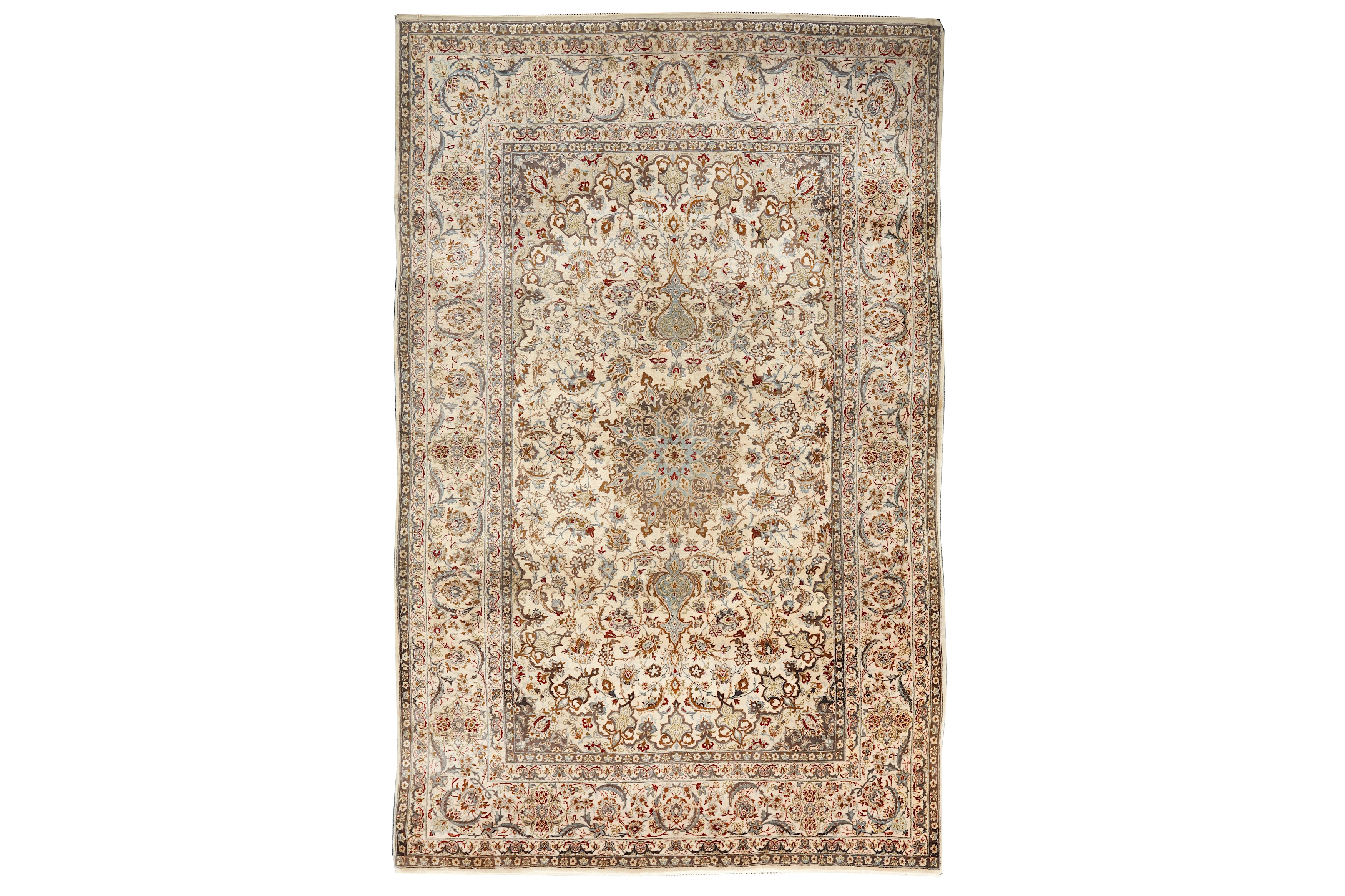 VERY FINE PART SILK ISFAHAN RUG, CENTRAL PERSIA