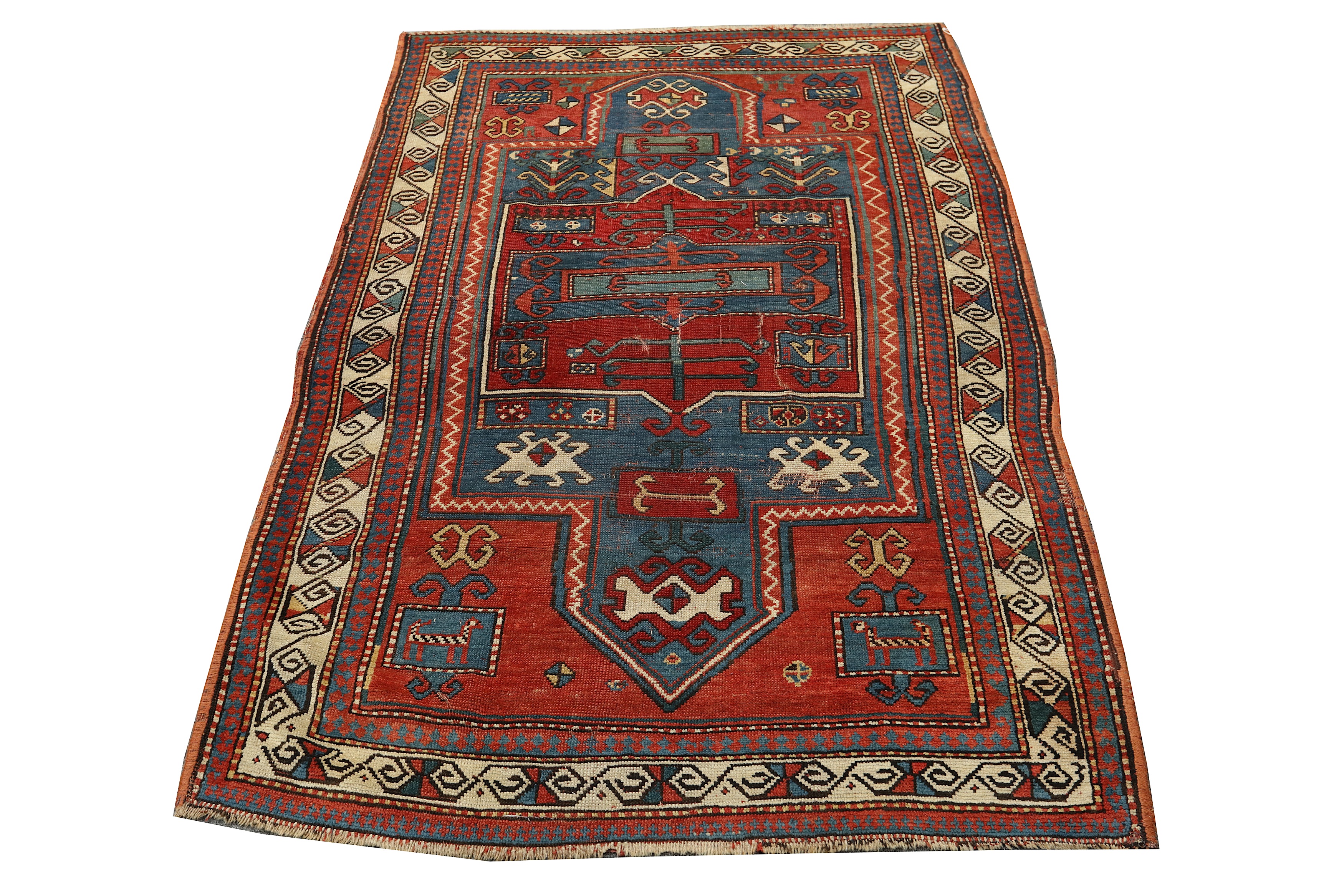 AN ANTIQUE KAZAK DOUBLE PRAYER RUG, SOUTH CAUCASUS - Image 2 of 8