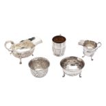 A mixed group of sterling silver, including a Victorian sauceboat Birmingham 1897 by Thomas Hayes