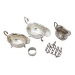 A mixed group of sterling silver holloware