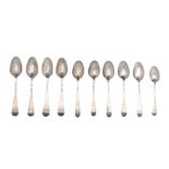 A set of four George III sterling silver fancy back teaspoons, London circa 1757 by John Kentesber