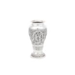 A mid 20th century Burmese unmarked silver vase, probably Rangoon circa 1950