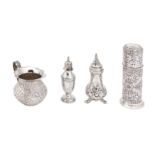 A mixed group of sterling silver including a Victorian pepper pot, London 1852 by John Evans