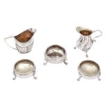 A mixed group of sterling silver including a George II salt, London 1737 by Edward Wood