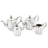 An early to mid-20 century Italian 800 standard silver four-piece tea and coffee service, Pisa 1934-
