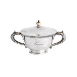 An early 20th century American sterling silver covered christening porridge bowl, New York circa