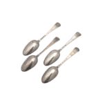 A set of four George II sterling silver tablespoons, London 1742 by Thomas Jackson (reg. 26th June