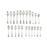 A mixed group of George III and later sterling silver flatware