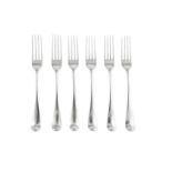 A set of six George III sterling silver table forks, London 1780 by George Smith