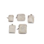 A mixed group of Victorian and Edwardian sterling silver vesta cases