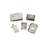 A mixed group of sterling silver objects of vertu, including an Edwardian stamp box, Birmingham