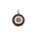 A late 19th century French provincial 18 carat gold enamel watch case, converted to a locket, circa