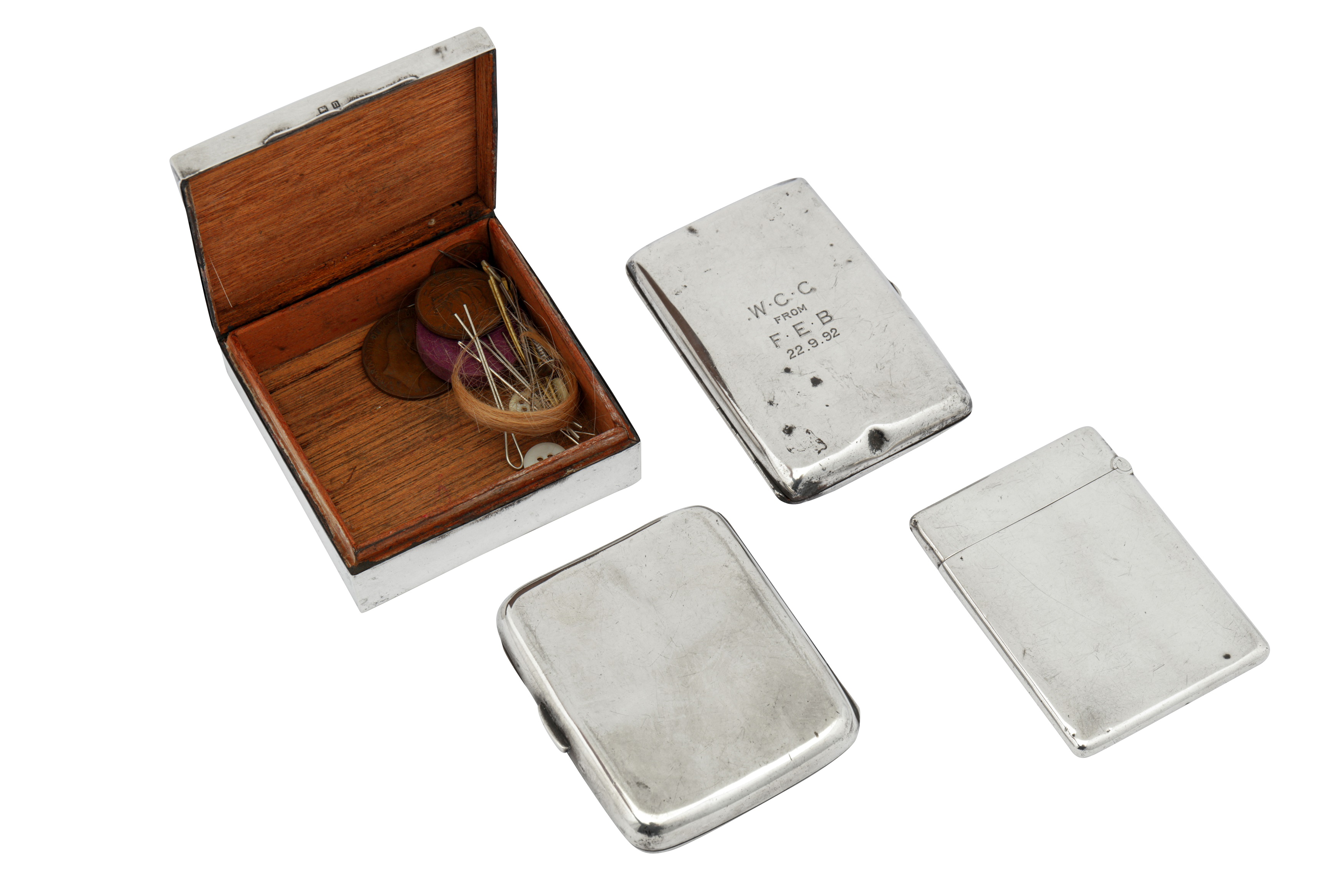 A mixed group including a Victorian sterling silver card case, London 1883 by Alfred Hall & John - Image 2 of 2