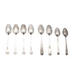 A set of four George III sterling silver picture back teaspoons, London 1785 by Charles Hougham