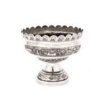 An early 20th century Anglo – Indian unmarked silver pedestal bowl, Calcutta circa 1920