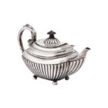 A Victorian sterling silver bachelor teapot, Sheffield 1898 by James Dixon and Sons