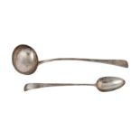 Mixed group – A George III sterling silver basting spoon, London 1785 by Stephen Adams