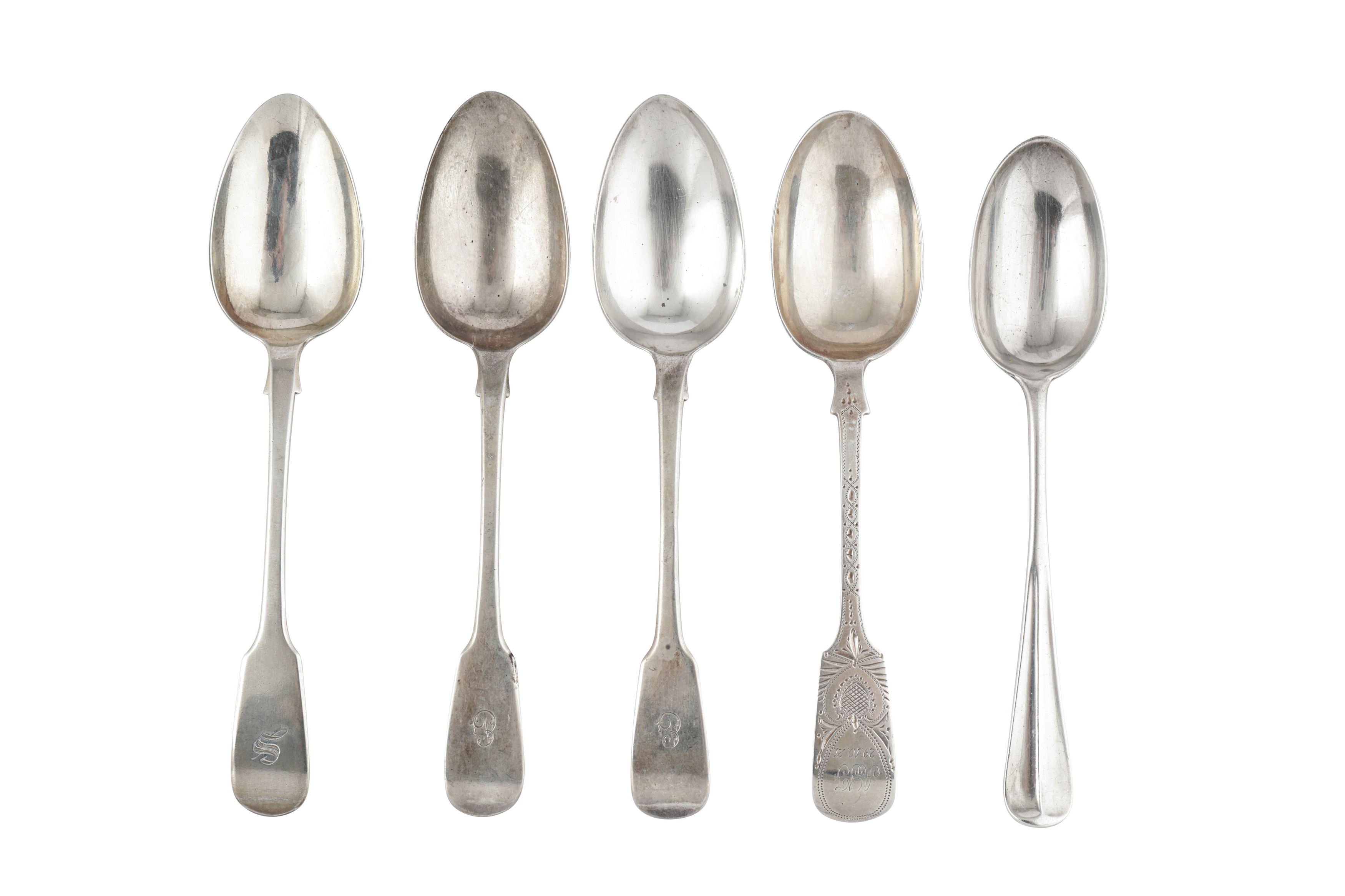 Mixed group - A pair of George IV sterling silver tablespoons, London 1823 by William Chawner