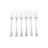A set of six mid-19th century Dutch 934 standard silver dessert forks, Amsterdam 1849 by HAS with