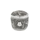 An early 20th century Straits Chinese unmarked silver betel box or tobacco jar, probably Singapore